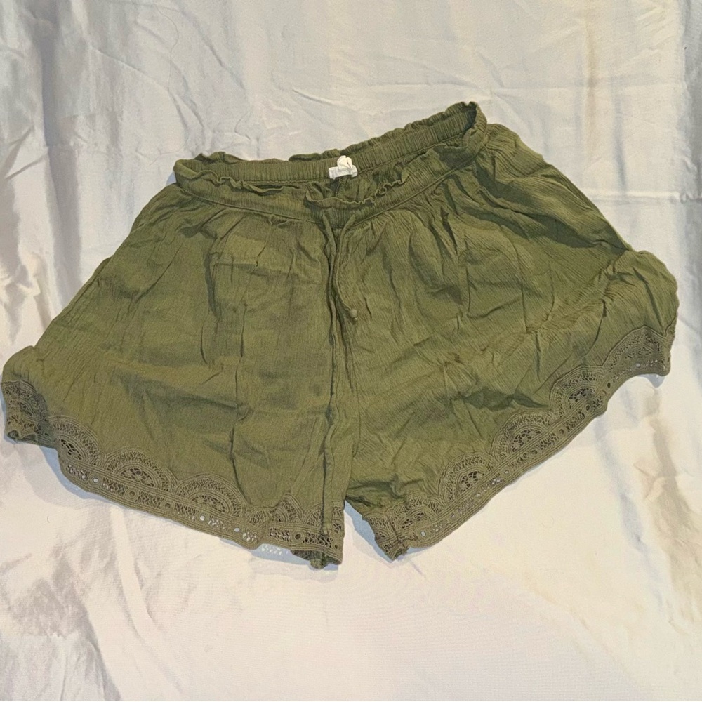 aerie Olive Green Eyelet Shorts